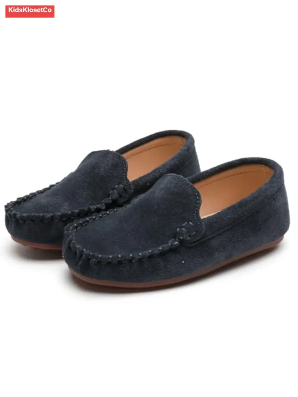 Toddler Kids Boys Girls Soft Suede Leather Slip On Flat Boat Dress Shoes Loafers
